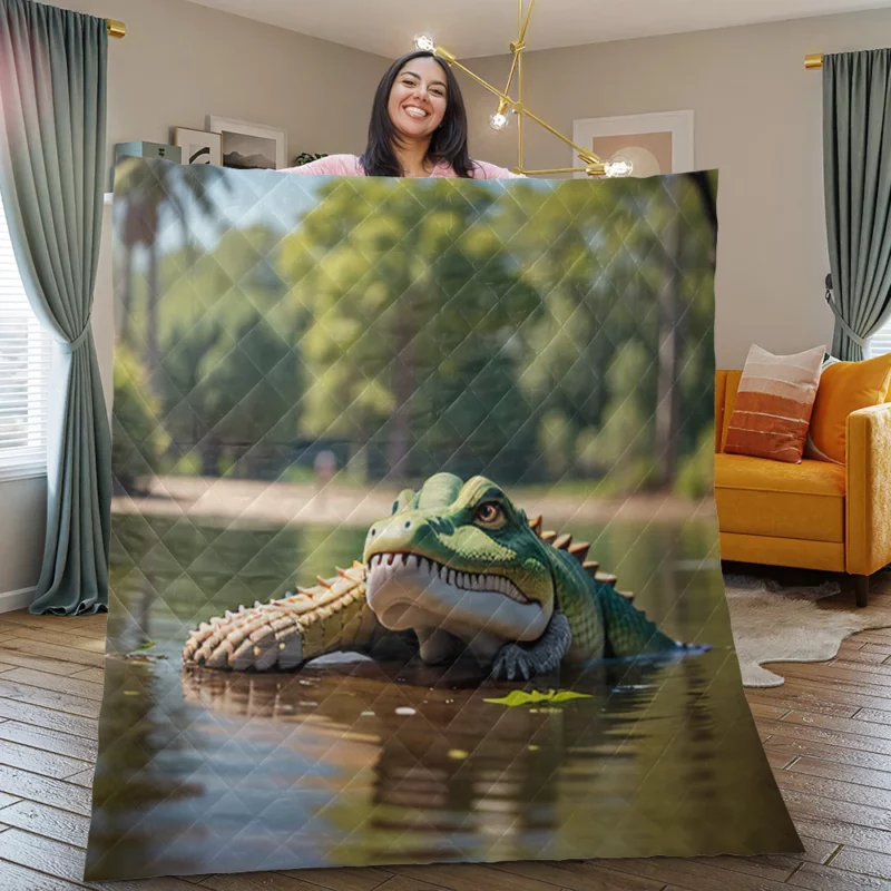 Dangerous Crocodile Artwork Quilt Blanket