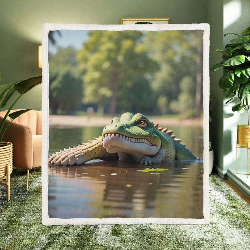 Dangerous Crocodile Artwork Sherpa Fleece Blanket