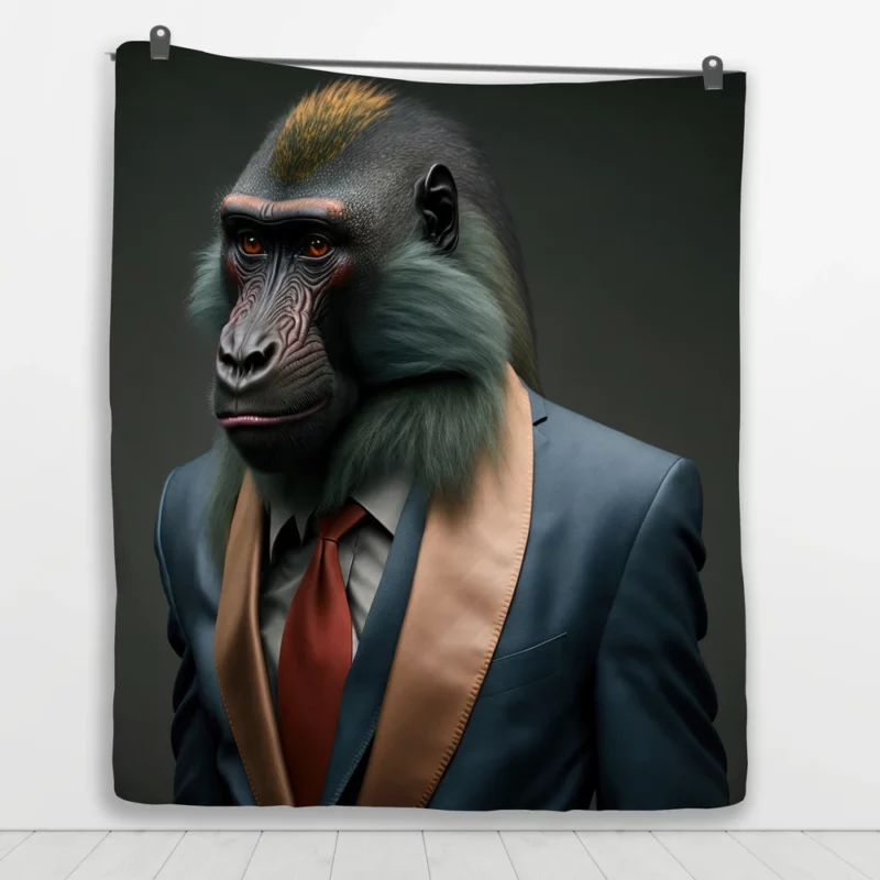 Dapper Monkey in a Suit Quilt Blanket 1