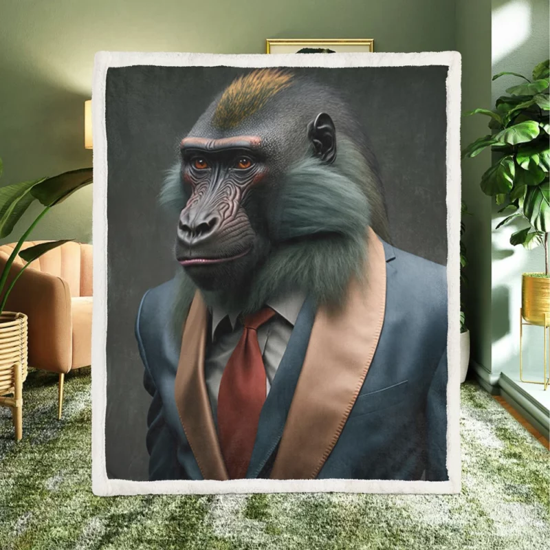 Dapper Monkey in a Suit Sherpa Fleece Blanket