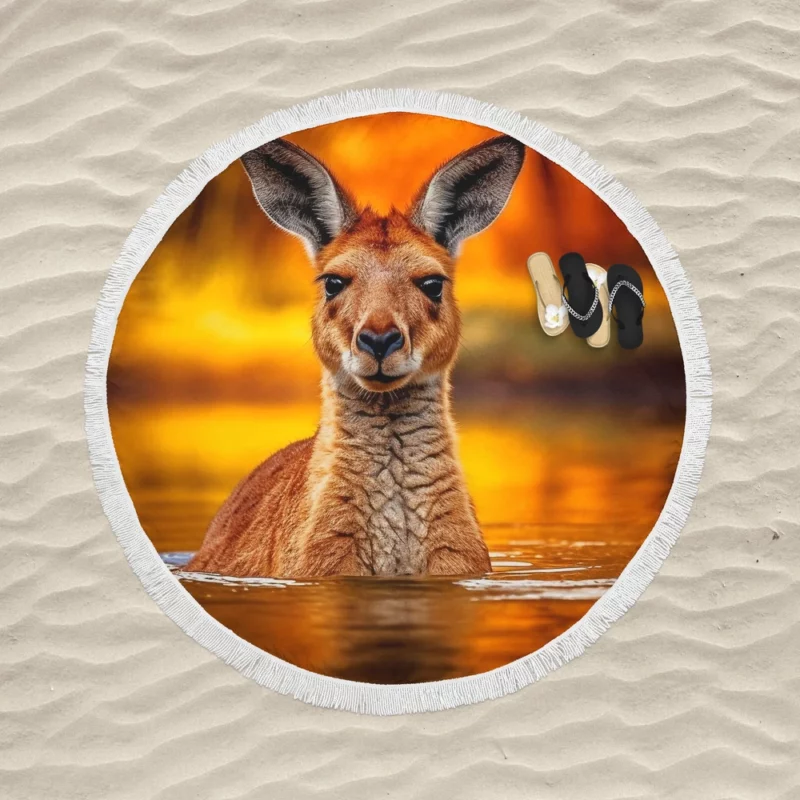 Deer Generated by AI Round Beach Towel