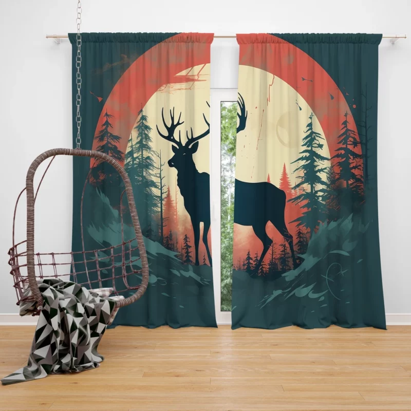 Deer Wildlife Photography Window Curtain