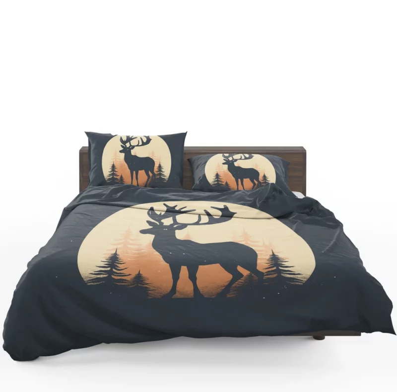 Deer in the Dark Woods at Night Bedding Set 1