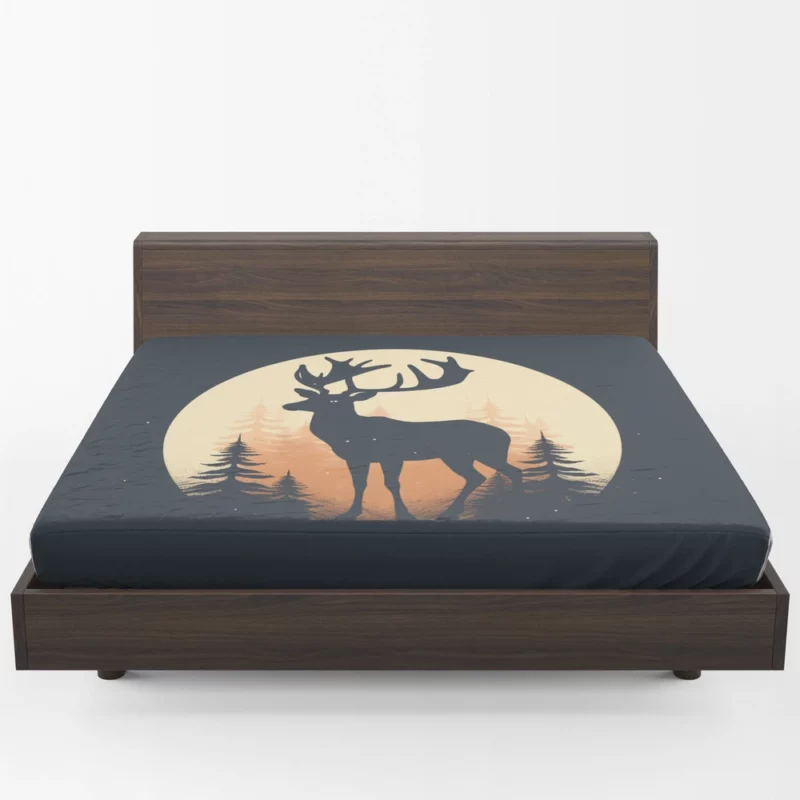 Deer in the Dark Woods at Night Fitted Sheet 1