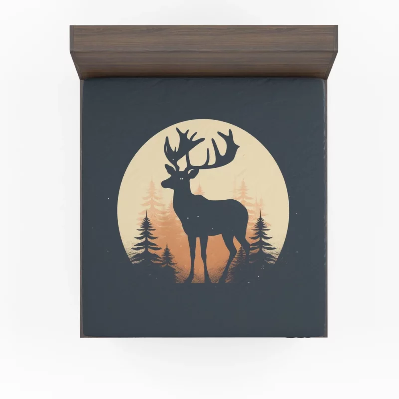 Deer in the Dark Woods at Night Fitted Sheet