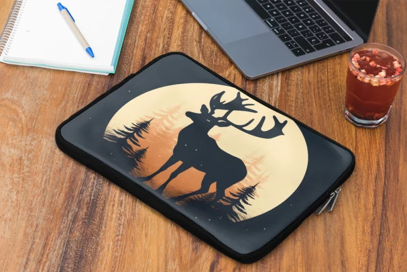 Deer in the Dark Woods at Night Laptop Sleeve 2