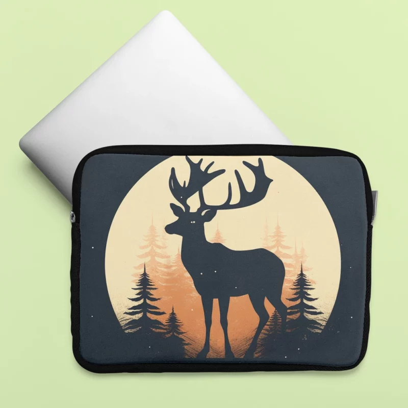 Deer in the Dark Woods at Night Laptop Sleeve