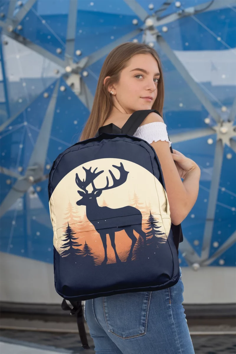 Deer in the Dark Woods at Night Minimalist Backpack 2