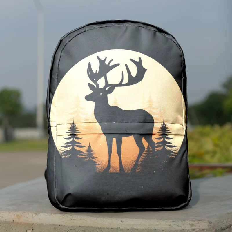 Deer in the Dark Woods at Night Minimalist Backpack