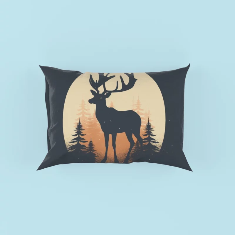 Deer in the Dark Woods at Night Pillow Case