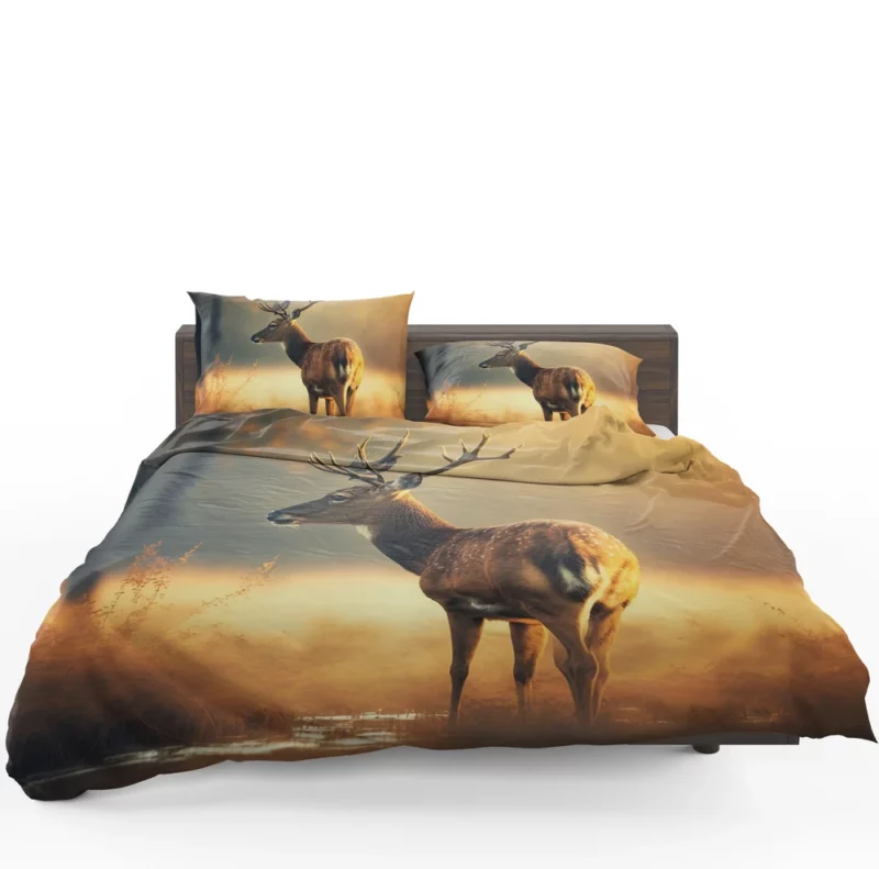 Deer in the Grasses by Water Bedding Set 1