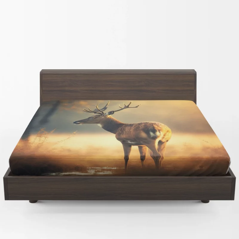 Deer in the Grasses by Water Fitted Sheet 1