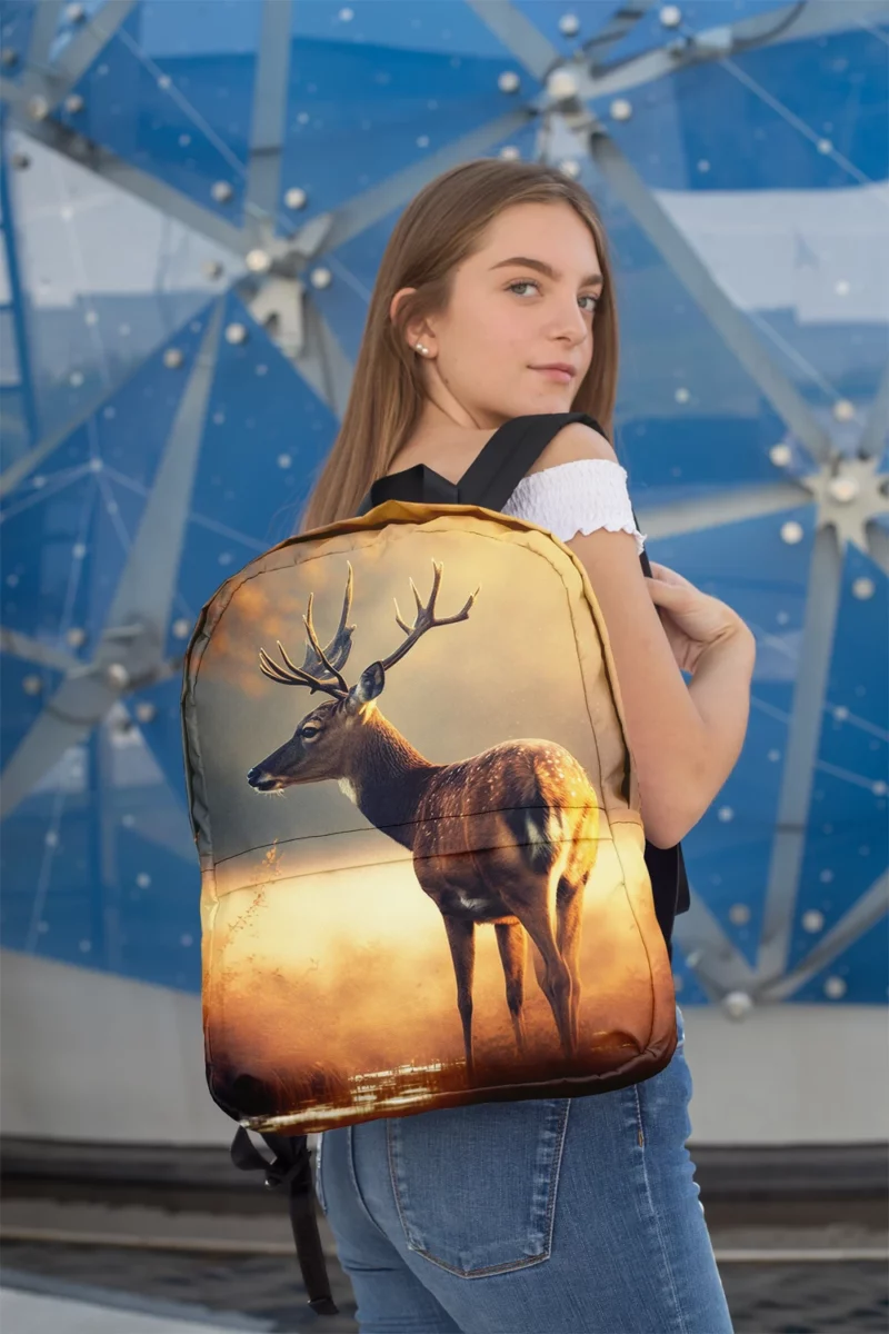 Deer in the Grasses by Water Minimalist Backpack 2