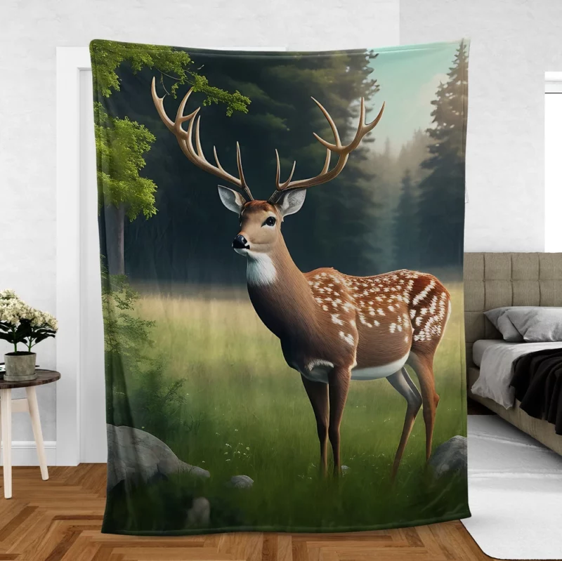 Deer in the Wilderness Fleece Blanket