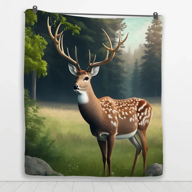 Deer in the Wilderness Quilt Blanket 1