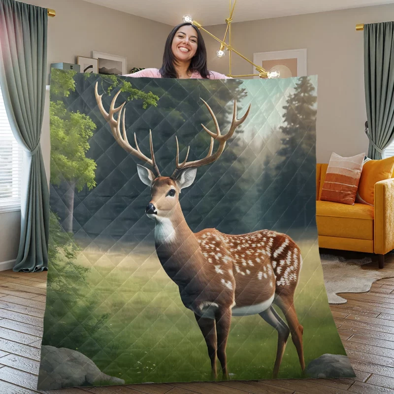Deer in the Wilderness Quilt Blanket
