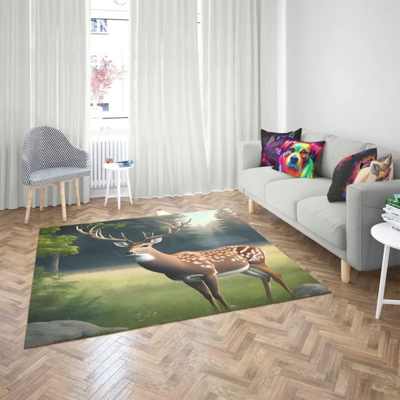 Deer in the Wilderness Rug 2