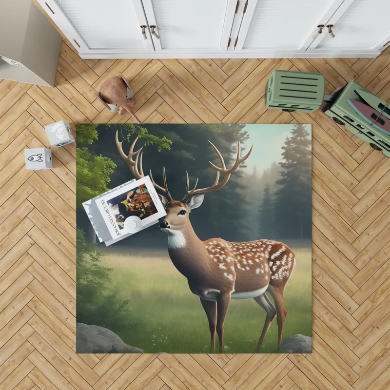 Deer in the Wilderness Rug