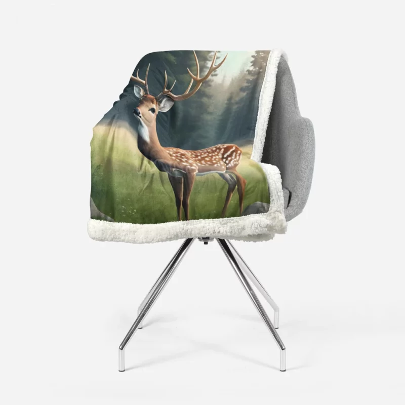 Deer in the Wilderness Sherpa Fleece Blanket 1