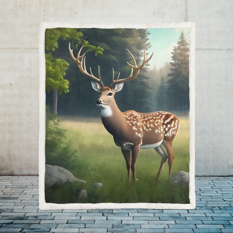 Deer in the Wilderness Sherpa Fleece Blanket