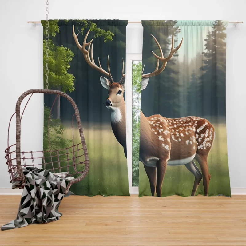 Deer in the Wilderness Window Curtain