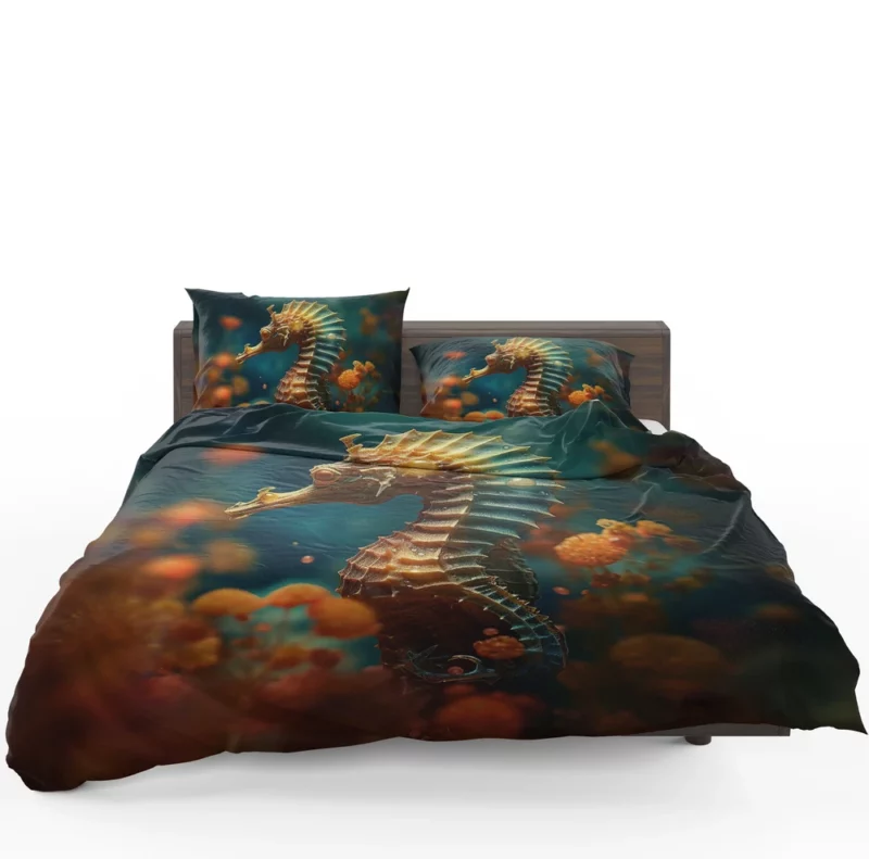 Delicate Seahorse Illustration Bedding Set 1