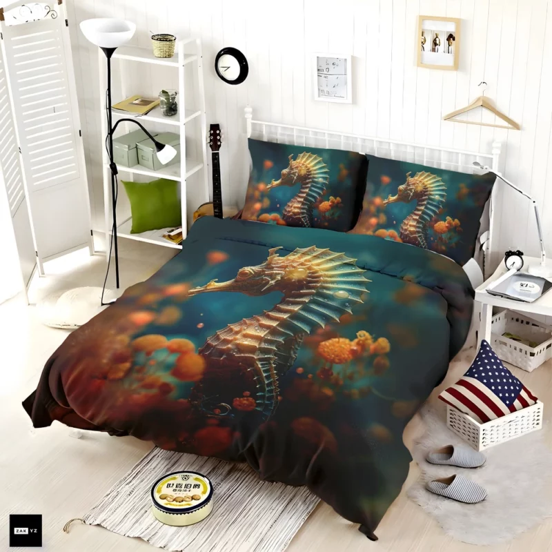 Delicate Seahorse Illustration Bedding Set
