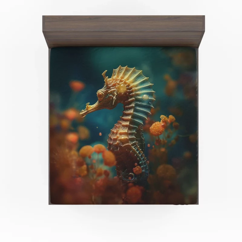 Delicate Seahorse Illustration Fitted Sheet