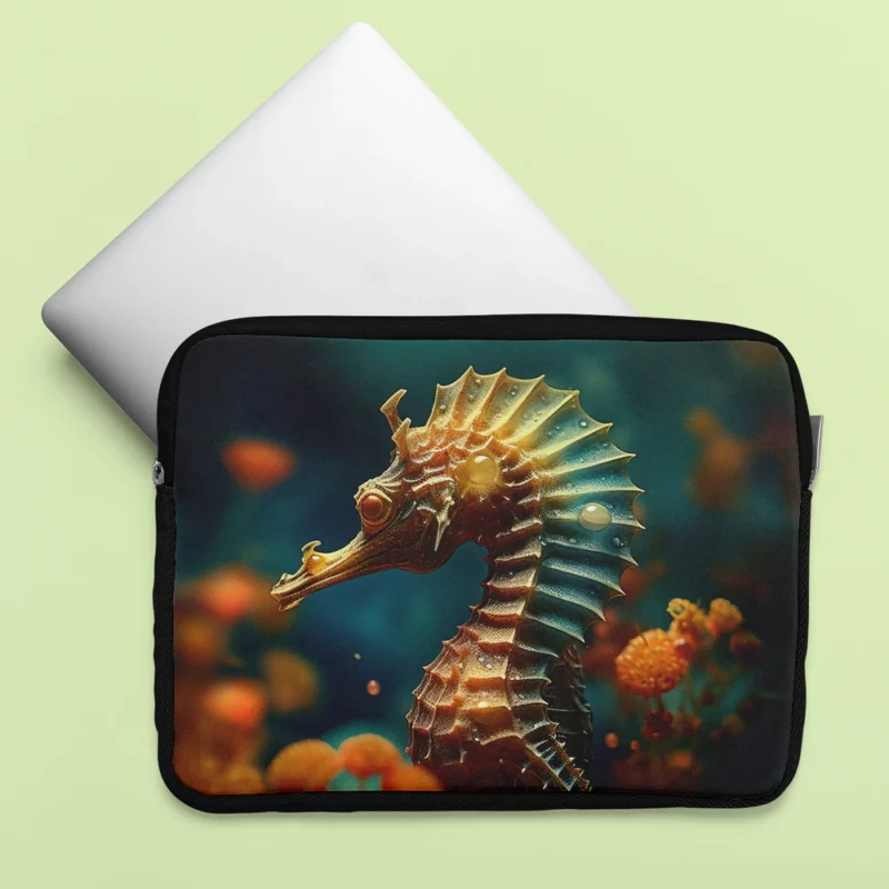 Delicate Seahorse Illustration Laptop Sleeve