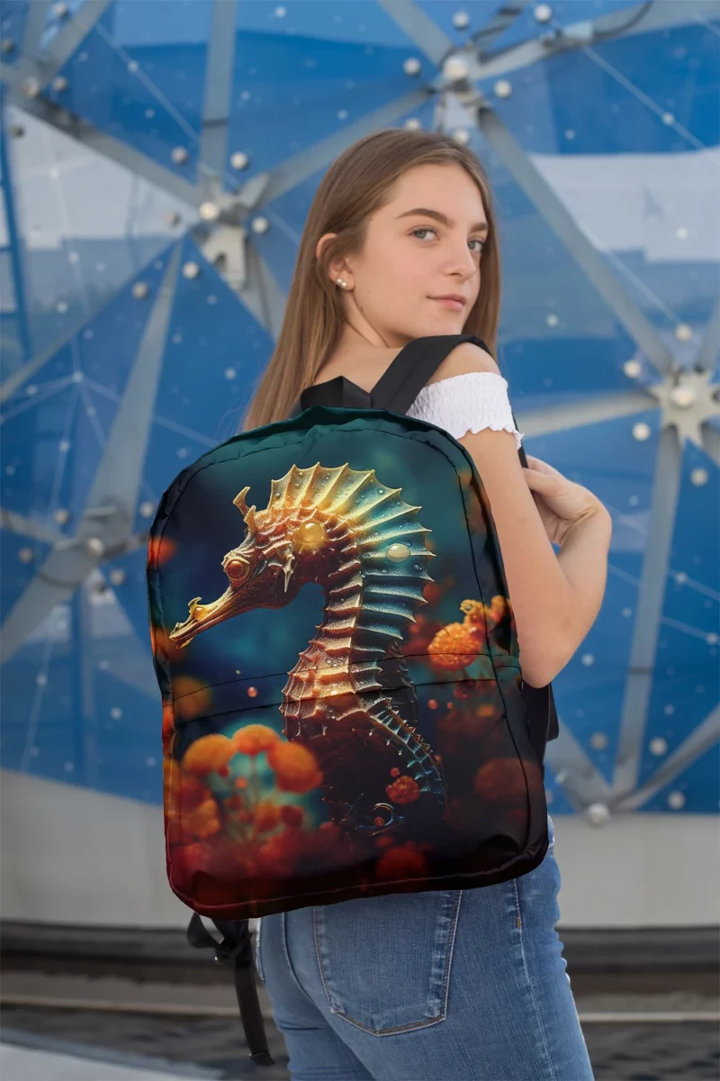 Delicate Seahorse Illustration Minimalist Backpack 2