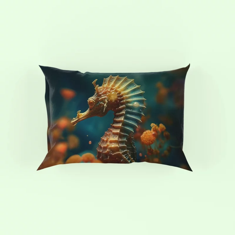 Delicate Seahorse Illustration Pillow Case