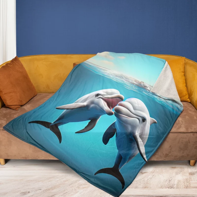 Dolphin Animation Character Fleece Blanket 1