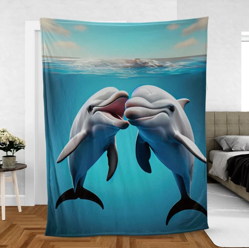 Dolphin Animation Character Fleece Blanket