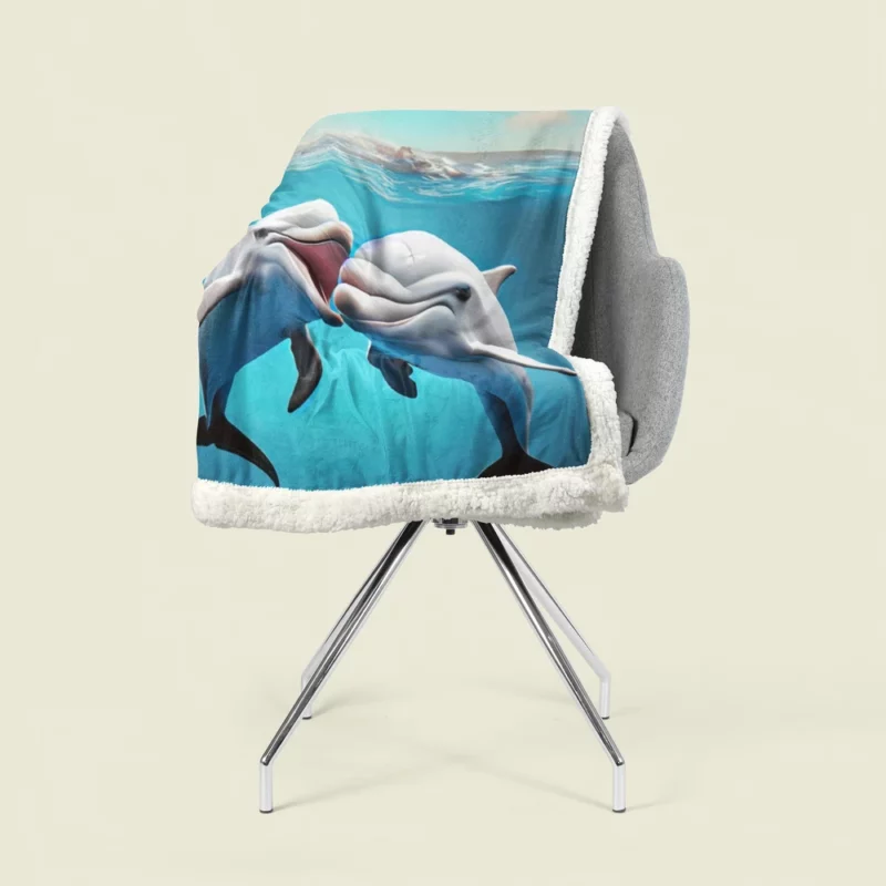 Dolphin Animation Character Sherpa Fleece Blanket 1