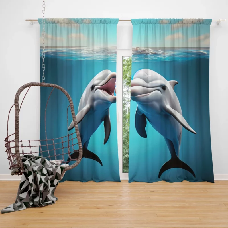 Dolphin Animation Character Window Curtain