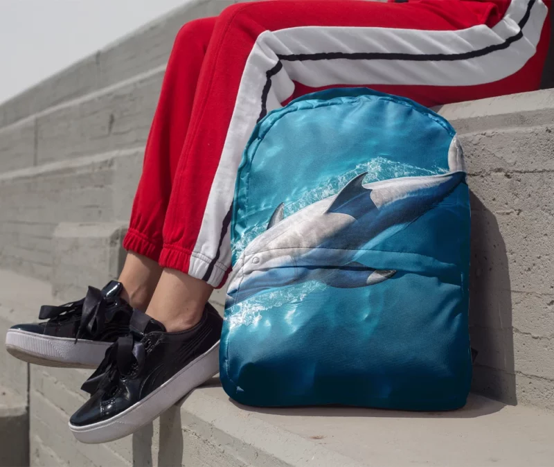 Dolphin Swimming Underwater Minimalist Backpack 1