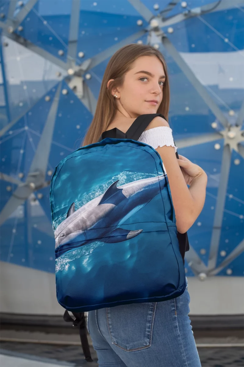 Dolphin Swimming Underwater Minimalist Backpack 2