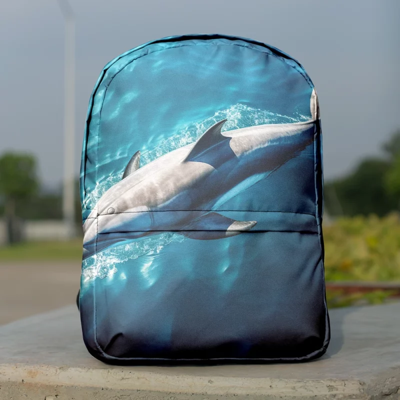 Dolphin Swimming Underwater Minimalist Backpack