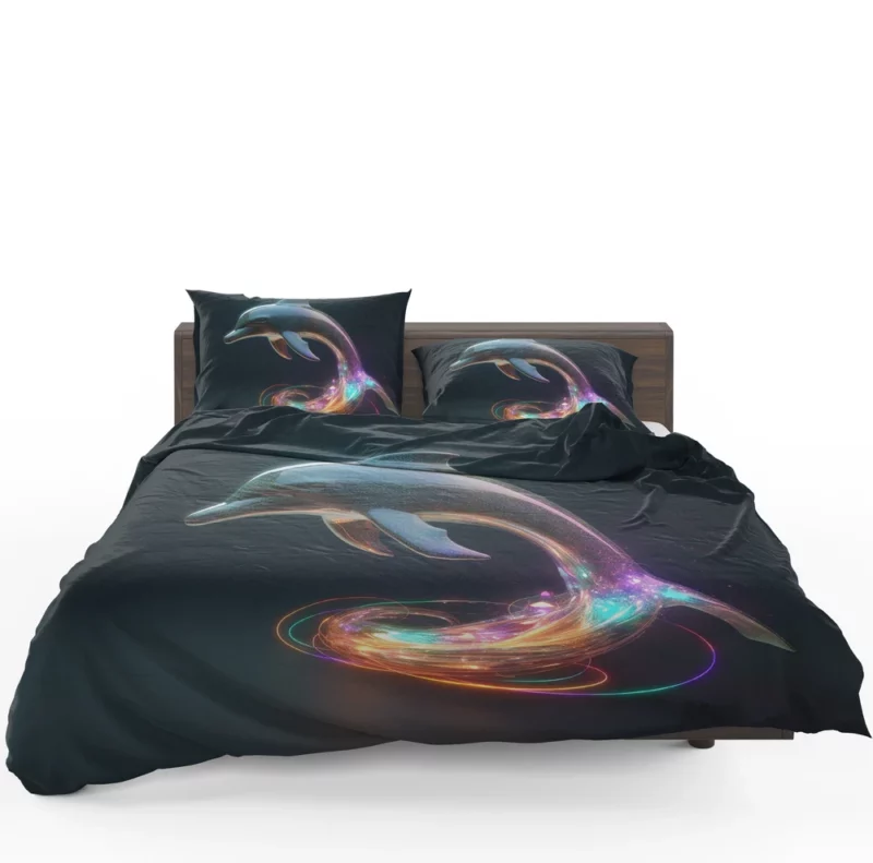 Dolphin With Rainbow Light Bedding Set 1