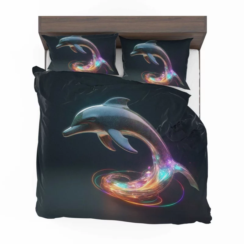 Dolphin With Rainbow Light Bedding Set 2