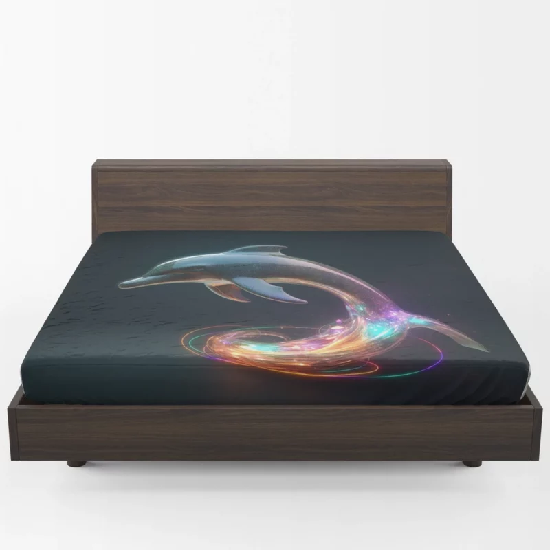 Dolphin With Rainbow Light Fitted Sheet 1