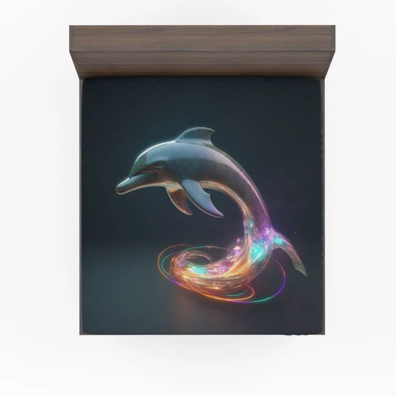 Dolphin With Rainbow Light Fitted Sheet