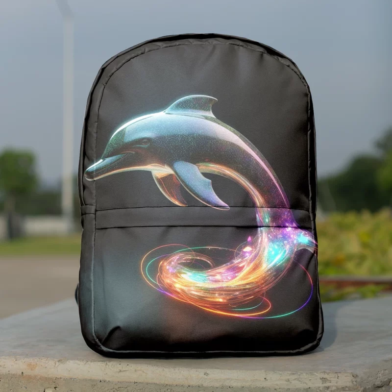 Dolphin With Rainbow Light Minimalist Backpack