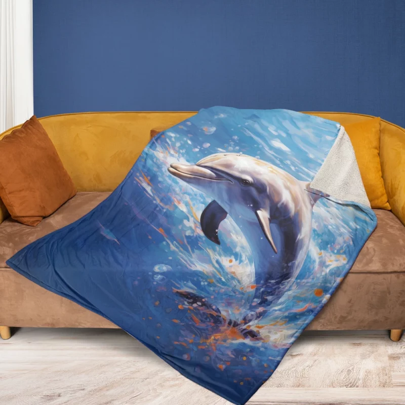 Dolphin World Animal Day Fleece Blanket 1