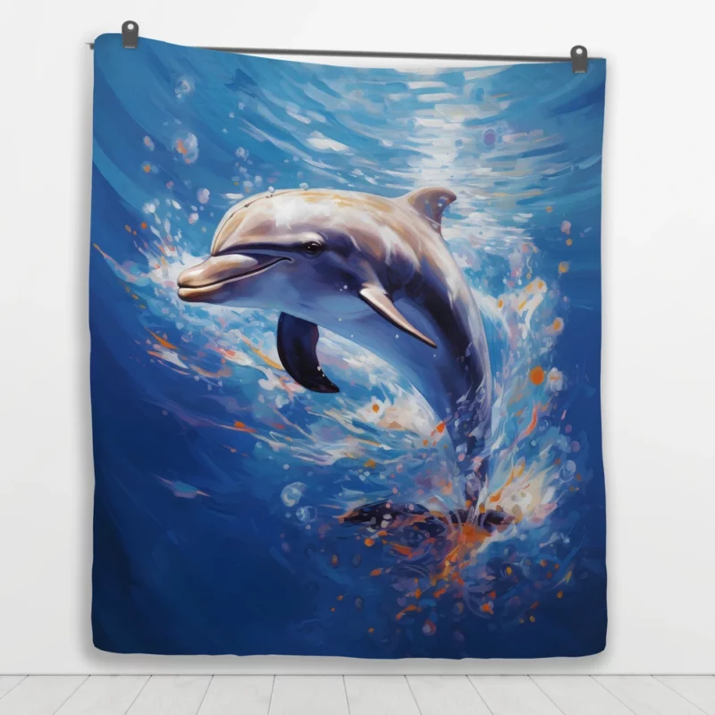 Dolphin World Animal Day Quilt Blanket 1