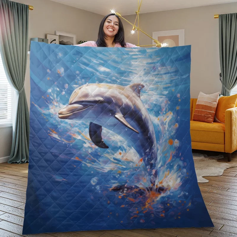 Dolphin World Animal Day Quilt Blanket