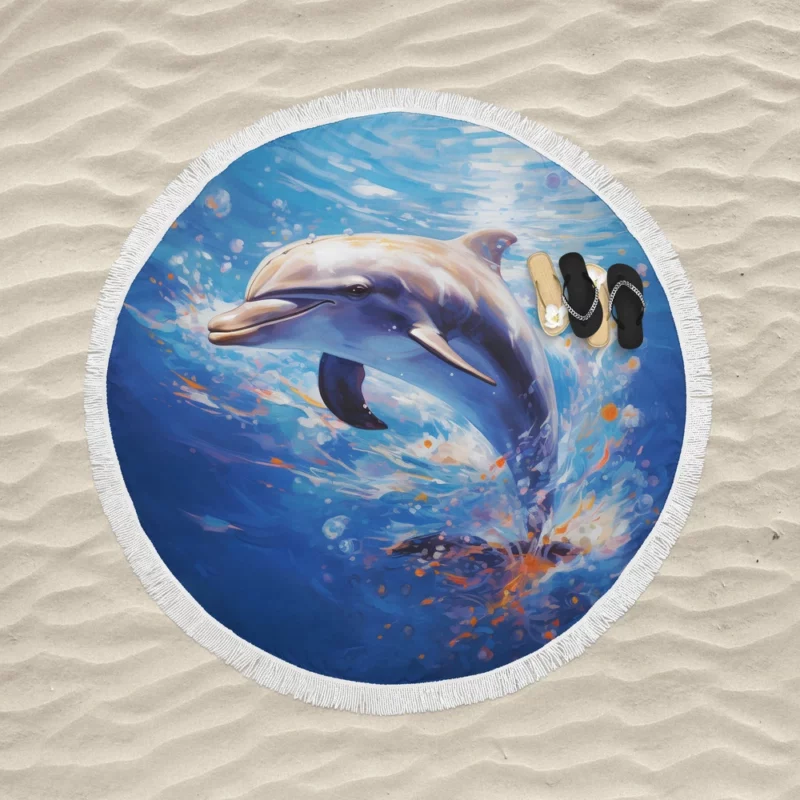 Dolphin World Animal Day Round Beach Towel