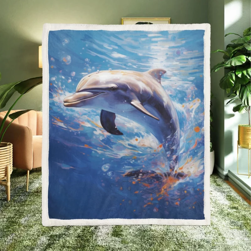 Dolphin World Animal Day Sherpa Fleece Blanket