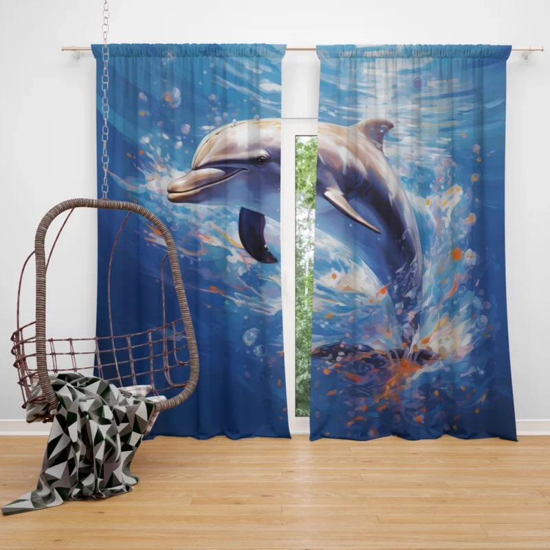 Dolphin World Animal Day Window Curtain