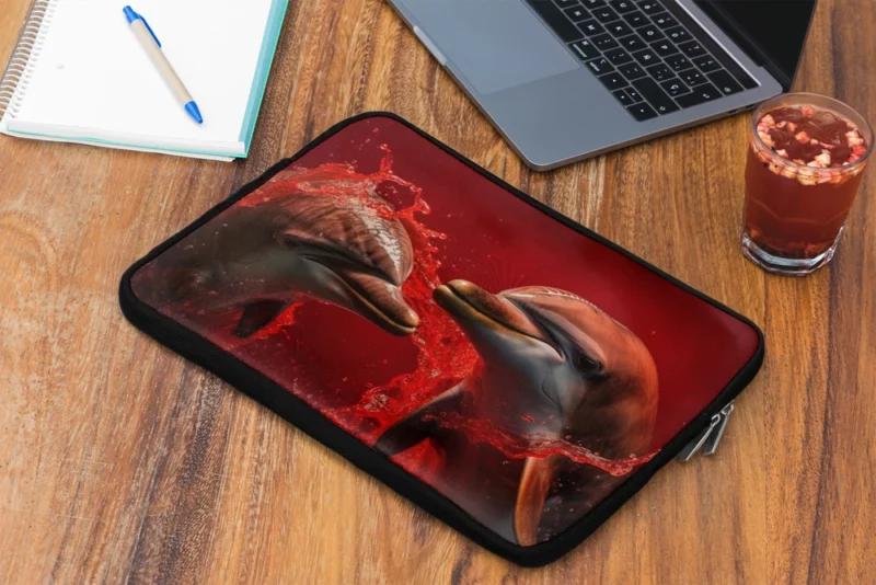 Dolphin on Red Background Laptop Sleeve 2